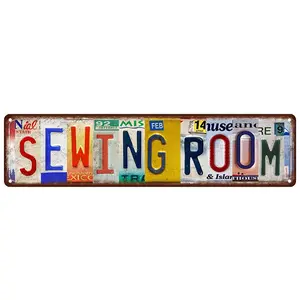 Vintage Sewing Room Metal Tin Signs Street Signs Home Wall Decor 4x16 Inch