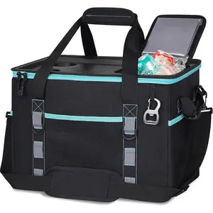 Soft Cooler Bag with Hard Shell & 2 Cup Holders, Portable 40L/70 Cans Collapsible Cooler Bags Insulated with Leakproof for Travel, ice chests and Cooler Lunch Box for Beach Camping Picnic