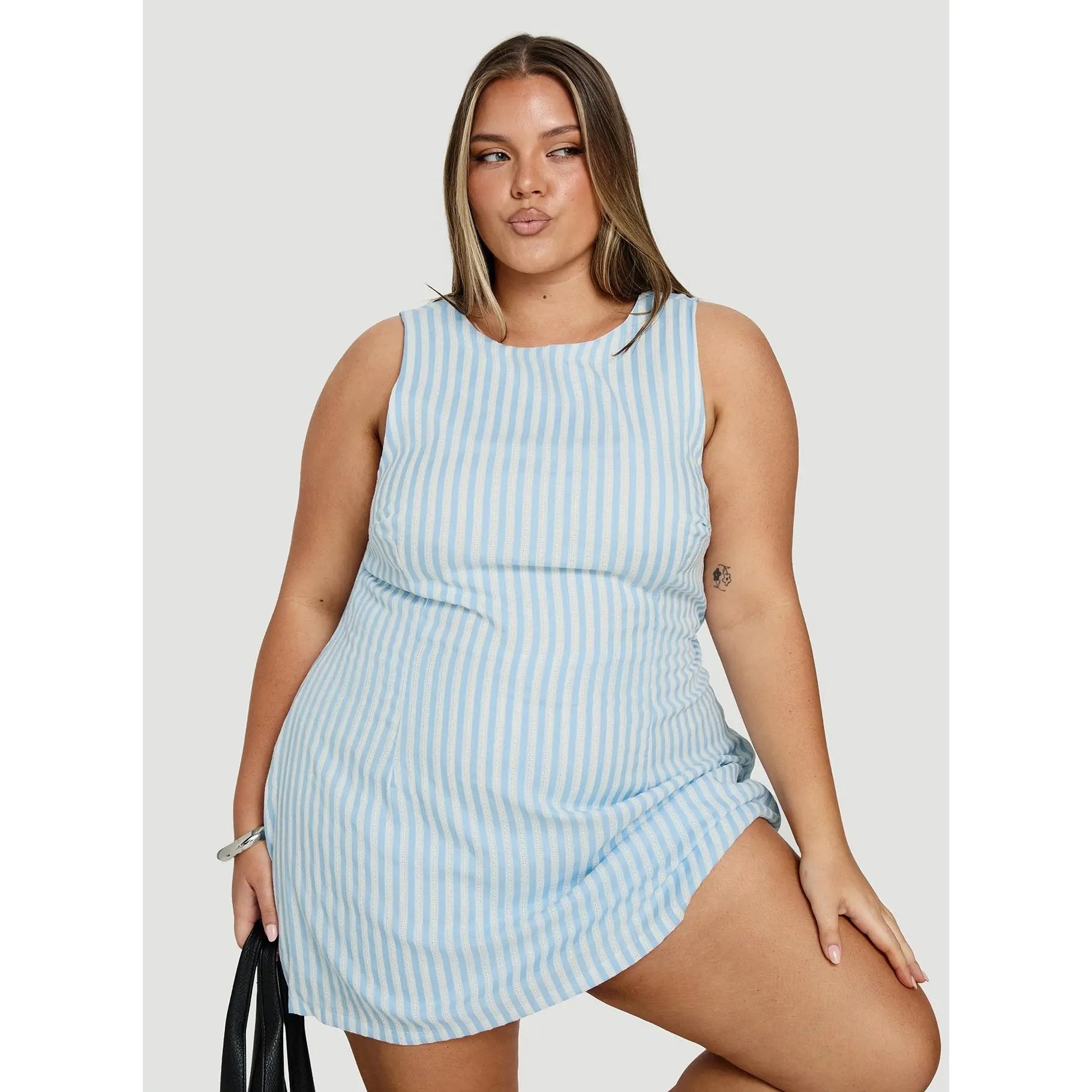 Yumiko Playsuit Blue Stripe Curve