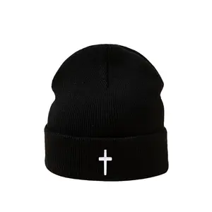 Christian Jesus Cross Slouchy Beanie Hats Winter Knit Warm Beanies Skull Cap Stocking Cross Hat for Women Men