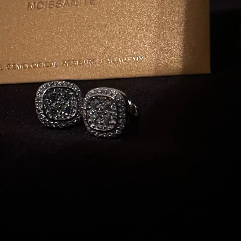 10mm moissanite stud earrings in sterling silver