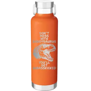 Personalized Daddysaurus 24 oz Water Bottle - Orange