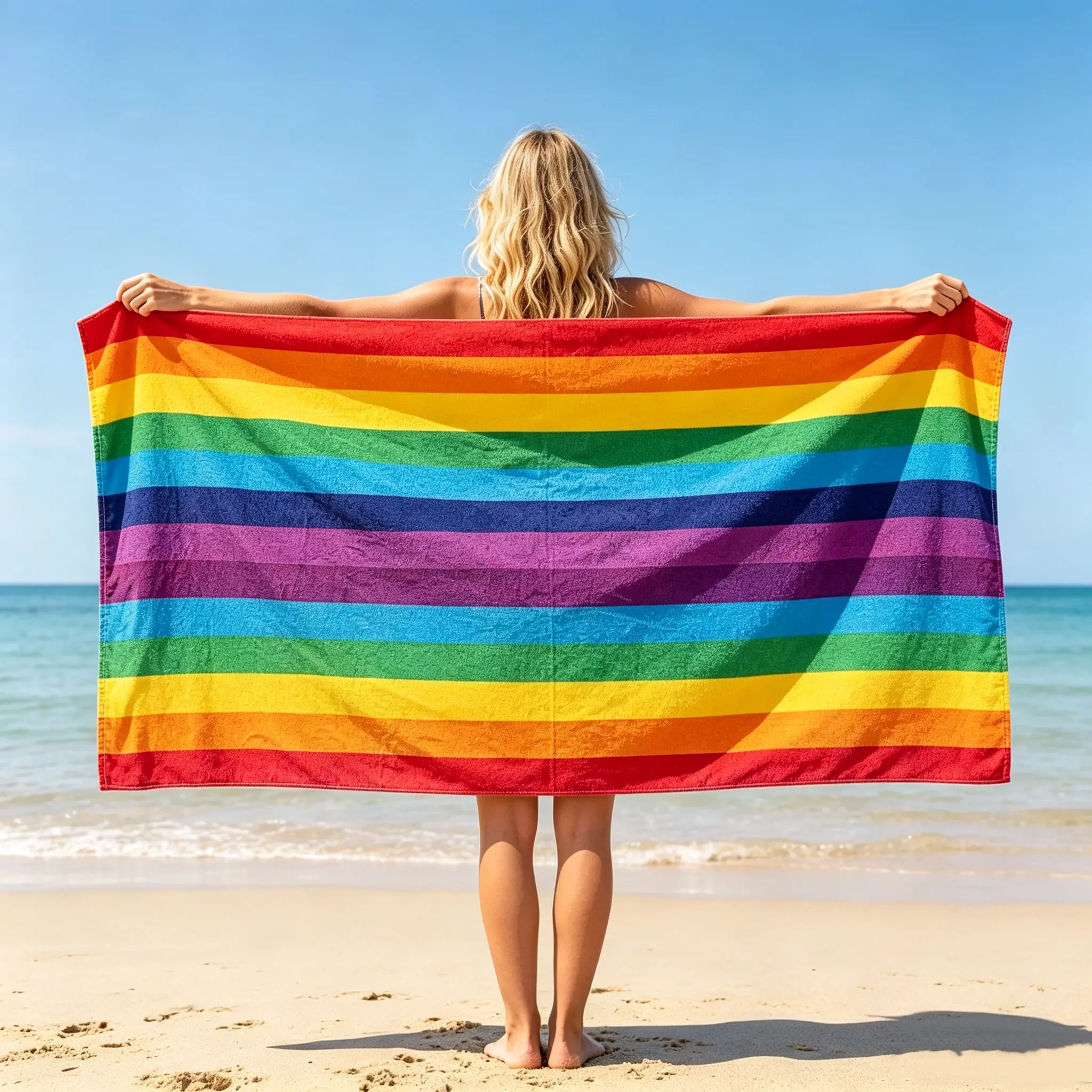 1PC Rainbow Vertical Striped Beach Towel, Quick Dry Microfiber Pool Towel, Soft Lightweight Summer Vacation Travel Towel For Beach Swimming Camping