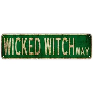 Wicked Witch Way Metal Tin Sign (4''x16''), Novelty Street Sign, Home Decor, Room Wall Decor, Restaurant, Bar, Cafe, Garage, Farmhouse Easter Gift