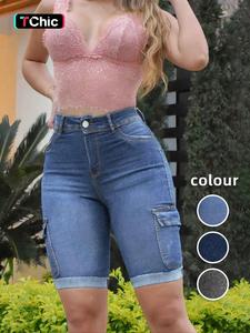 women's pocket design denim shorts, casual fashion comfy denim shorts for daily outdoor wear, ladies basic bottoms for summer, minimalist womenswear