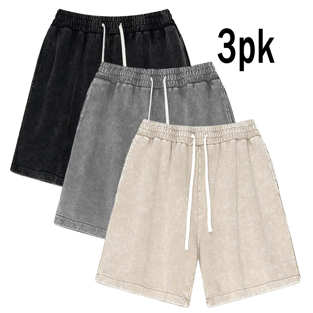 black + gray + apricot shorts