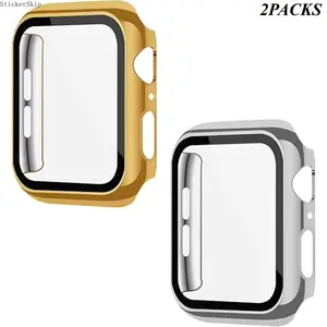 2026 NEW 2 Pack Case for Apple Watch SE 3rd 2nd Gen Series 6/5/4/SE 40mm with Tempered Glass Screen Protector, Ultra-Thin Scratch Resistant Full Protective Bumper Cover for iWatch 40 mm, Gold