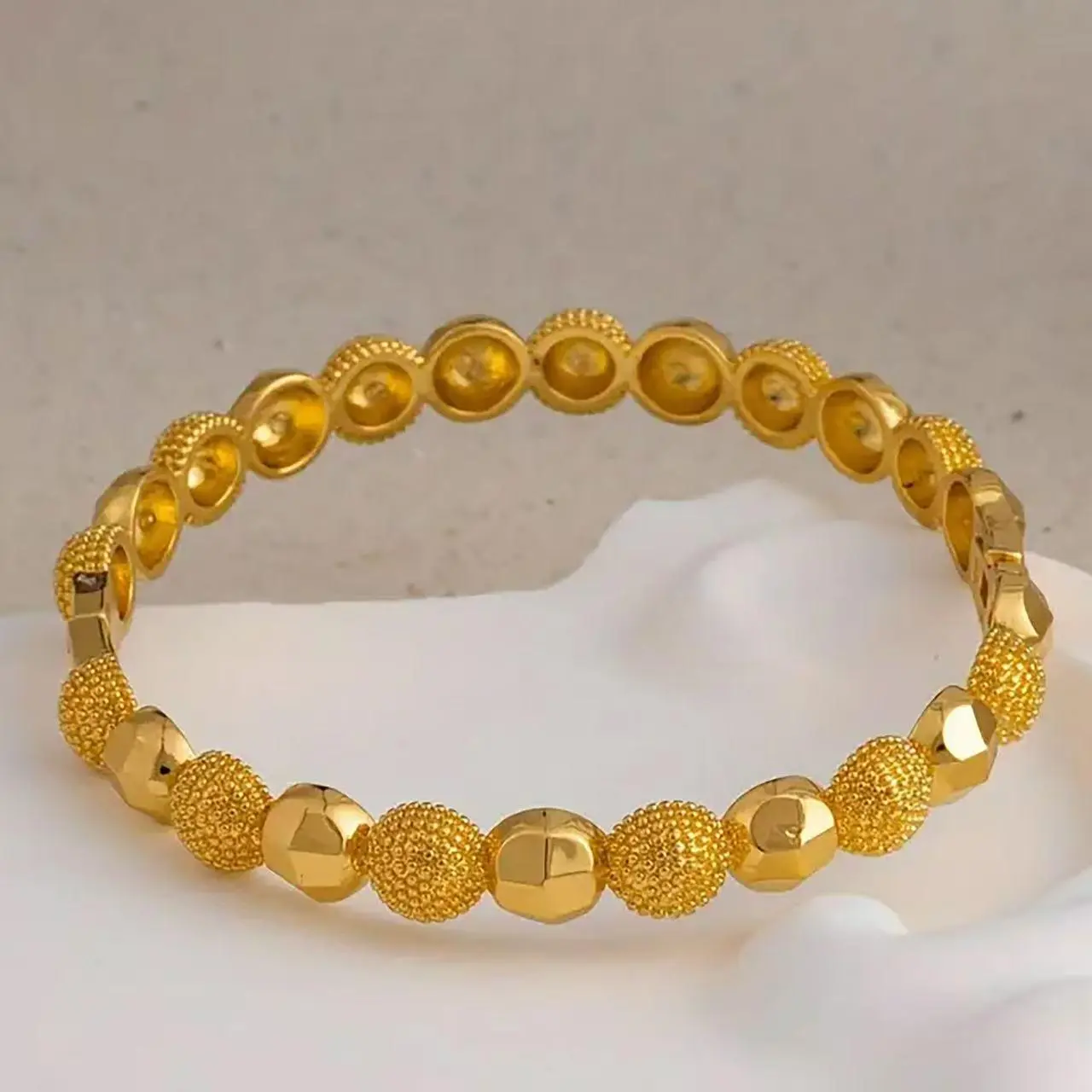 Women's Golden Luxury 24K Gold-Plated Secure Open Copper Bangle Bracelets - 4pcs, 6cm/2.36in, Cadmium-Free, Color Preserving Electroplating Process, Highly Polished, Ideal for Birthday Celebrations, Modern Fashion Jewelry Accessories