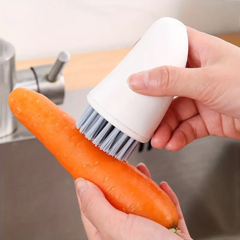 1pc, 2 In 1 Carrot Shape Cup Brush, Cup Lid Brush, Bottle Cleaning Brush, Crevice Brush, Multifunctional Kitchen Cleaning Scrub Brush, Pot Brush, Dishwashing Brush, Cleaning Supplies, Cleaning Tool.