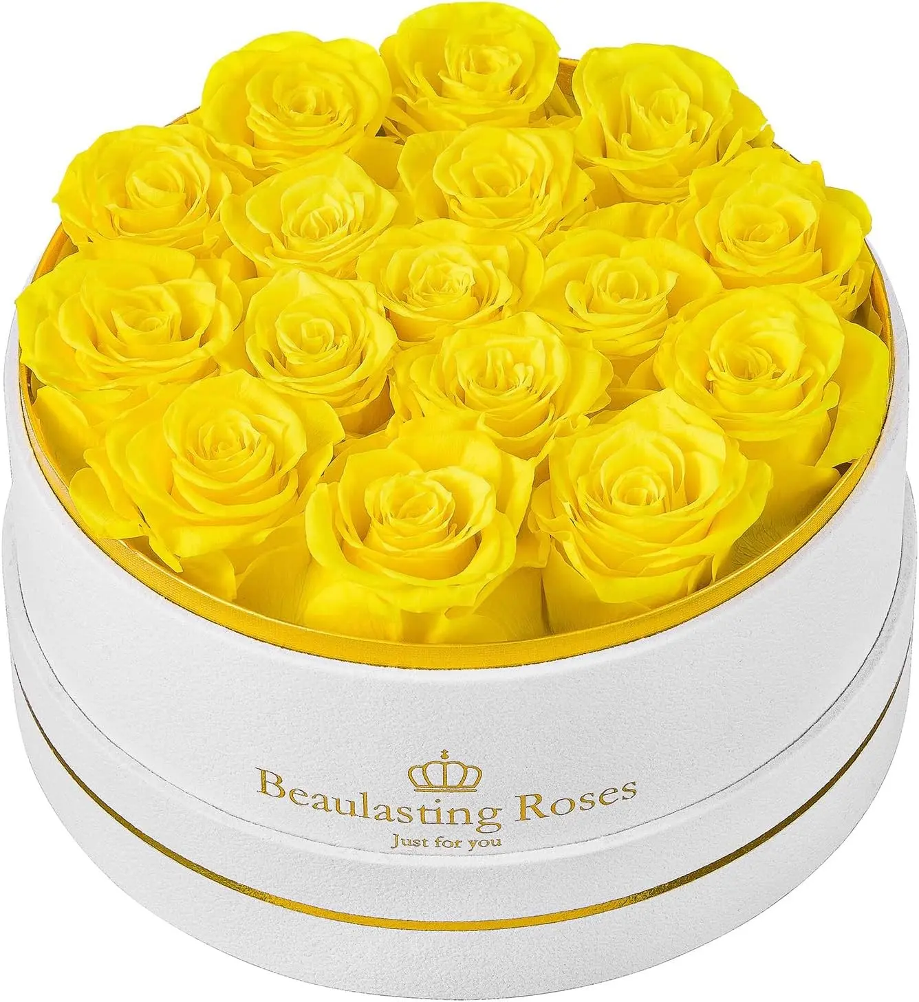 16 Preserved Roses Forever Flowers Real Roses in a Box Mother's Day Birthday Flowers for Her Mom Women Wife Valentine's Day, Yellow Roses