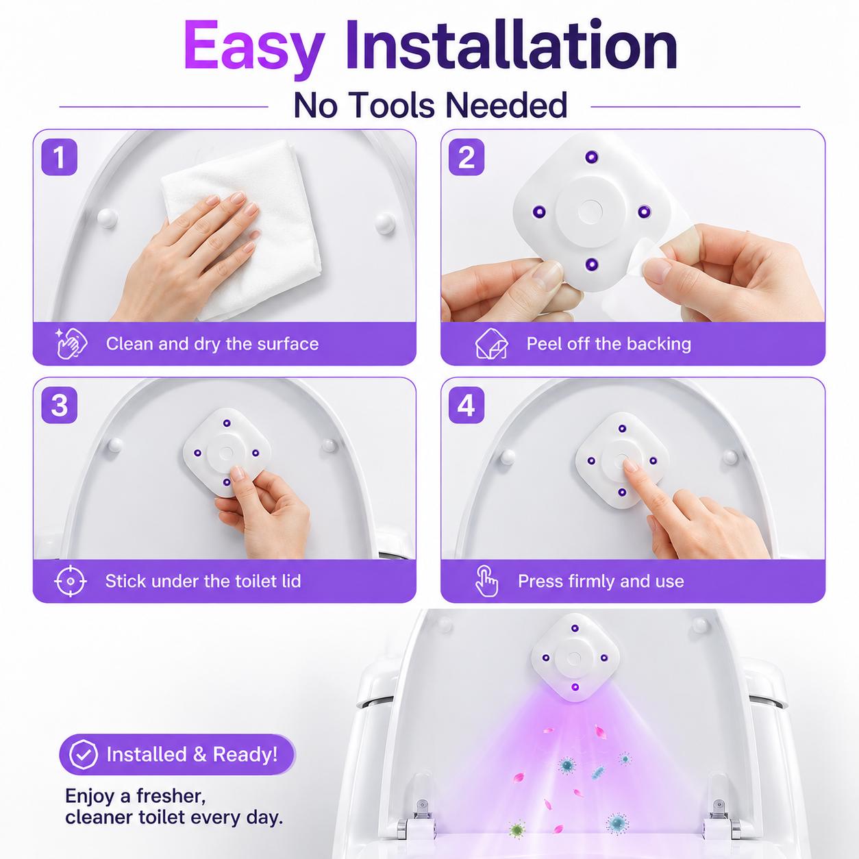 Bathroom Odor Freshener Kit, Toilet Fragrance Light with Aromatherapy Tablets, Easy Install Home Bathroom Accessory for Daily Cleaning Routine
