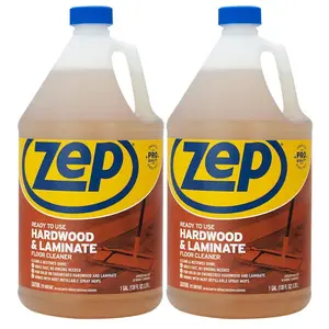 ZEP 1 Gal. Hardwood and Laminate Floor Cleaner (2-Pack), Ready to Use Spray for Varnished Floors, Cleans Cabinets and Baseboards, Restores Shine Removes Scuffs, Fresh Scent Formula, No Rinsing Needed.