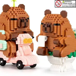 Capybara Building Blocks Fun Water Otter Toy, Abs Construction Set, Micro Particles, Desktop Decoration, Holiday Gift, Unisex, Ages 6+