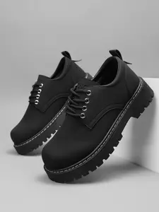 Men's All-Season Comfortable Thick Sole Low Heel Plain Fashion Round Toe Stitched Casual Leather Loafers Business Casual Shoes
