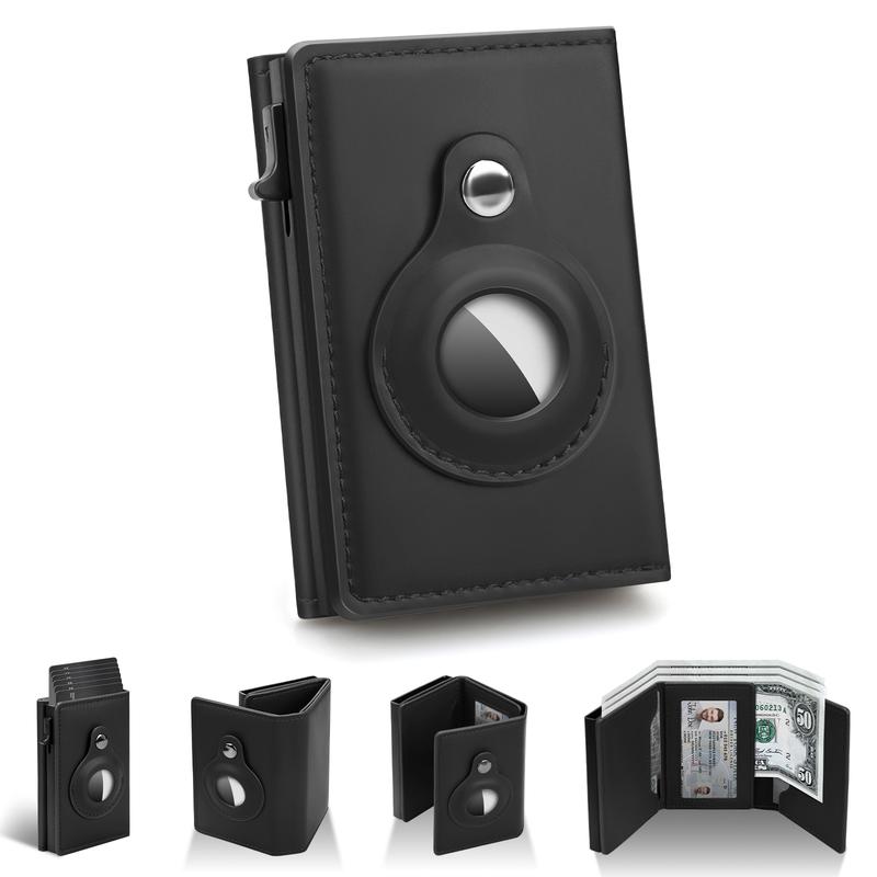 【Mens Gifts】Mens Leather Wallet Card Holder: Pop Up Aluminum Case, Smart, RFID Blocking, Slim, Minimalist - 9-14 Card Capacity | ID Window | Cash Slot Removable Cardholder