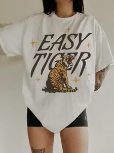 Easy Tiger Tee, Trendy Aesthetic, Graphic Tee, Vintage Inspired Graphic Tee,Y2K, Casual T-shirt, For Summer, For Men For Women