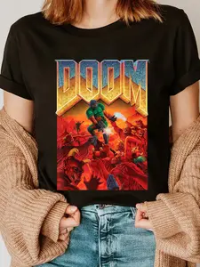 100% Cotton DOOM 1993 Video Game Cover Art T-Shirt