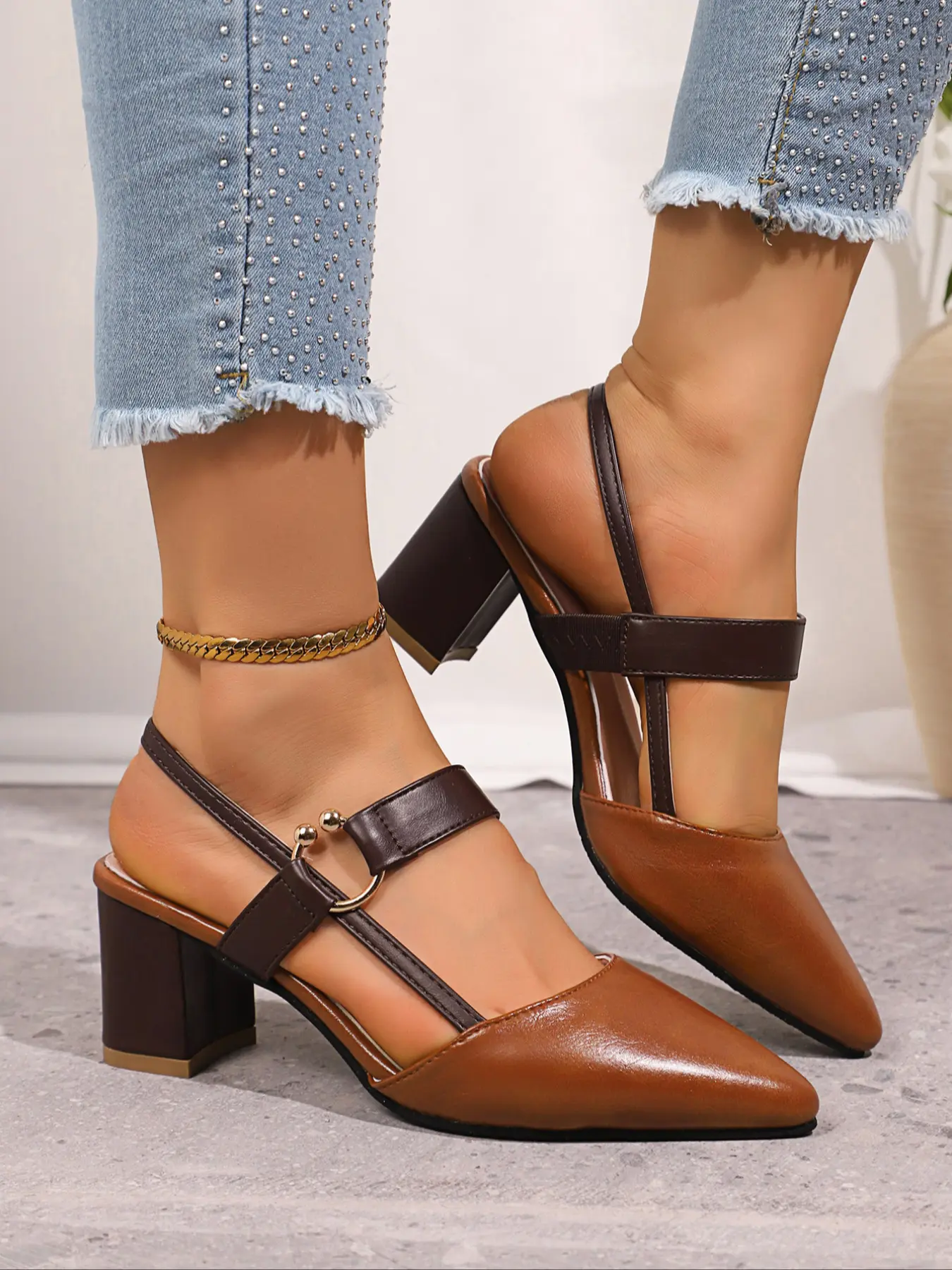 Fashion Solid Color Halter High Heels, Elegant Pointed Toe High Heels for Daily Wear Summer, Casual Versatile Women's Shoes Footwear Rubber Dressy Summer Shoes