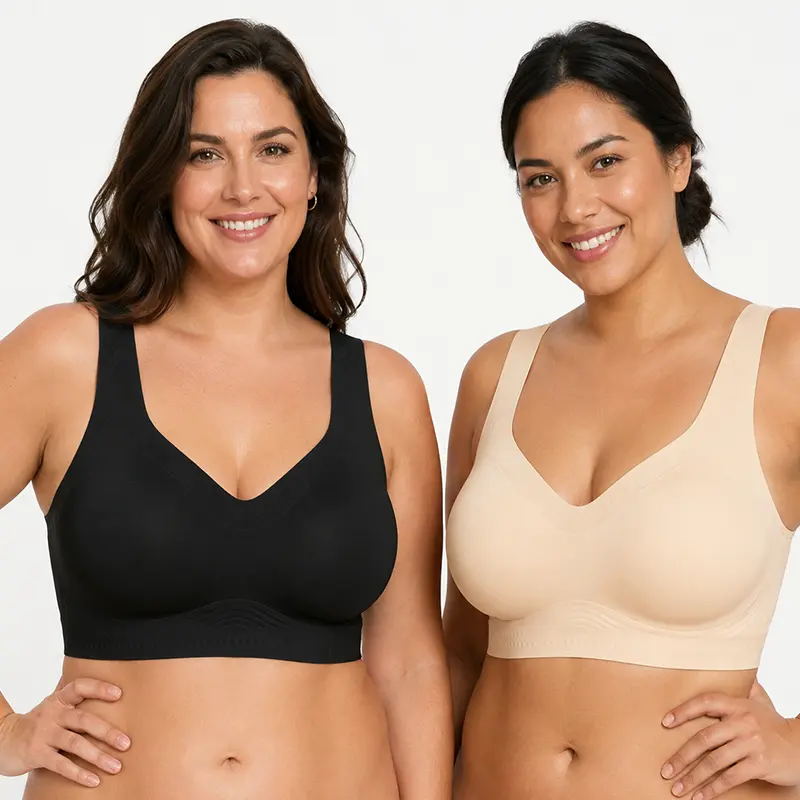 Women's seamless lift bra, wireless push-up, no underwire, full coverage, plus sizes, comfortable and supportive sports T-shirt bra
