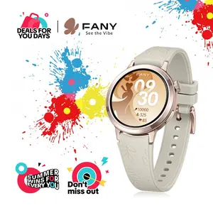 Fany Luna Women's Luna Wearable Smartwatch - AMOLED Display, 110+ Sport Modes, Fitness Tracker with Heart Rate/Sleep/SpO2 Monitoring, 7-Day Battery, Water Resistant, Free App, Ultra-Sleek Lightweight Round Wristwatch Wearable Smartphone, Workout Watch, Ru