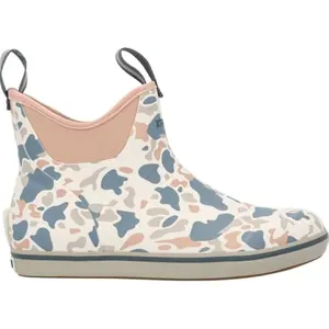 Xtratuf Women's Ankle Deck Boot - Ivory Duck Camo - Waterproof Rubber Ankle Rain Boots, Non Slip Fishing Boating Outdoor Work Shoes
