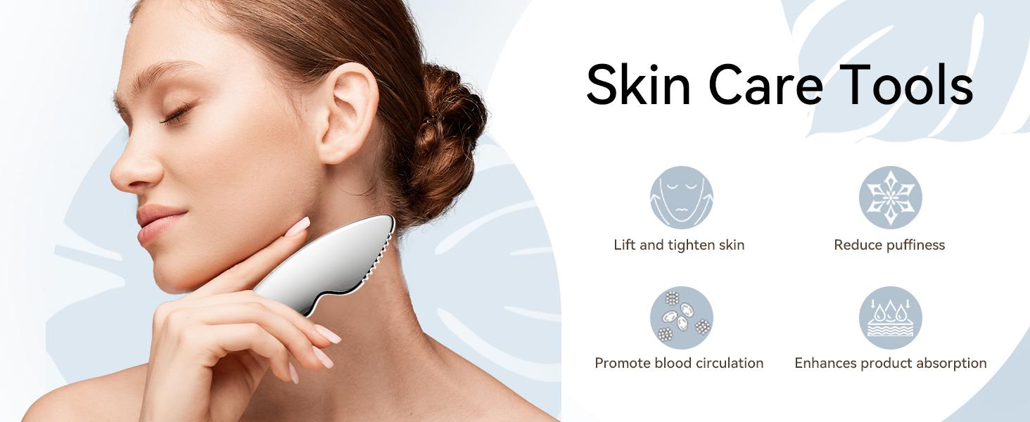 Gua Sha Facial Tool for Face and Body, Premium Metal Scraping Massage Tool for Lymphatic Drainage & Skin Rejuvenation, Stainless Steel Guasha Tool for Puffiness Relief, Facial Contouring & Relaxation, Amazon's Choice