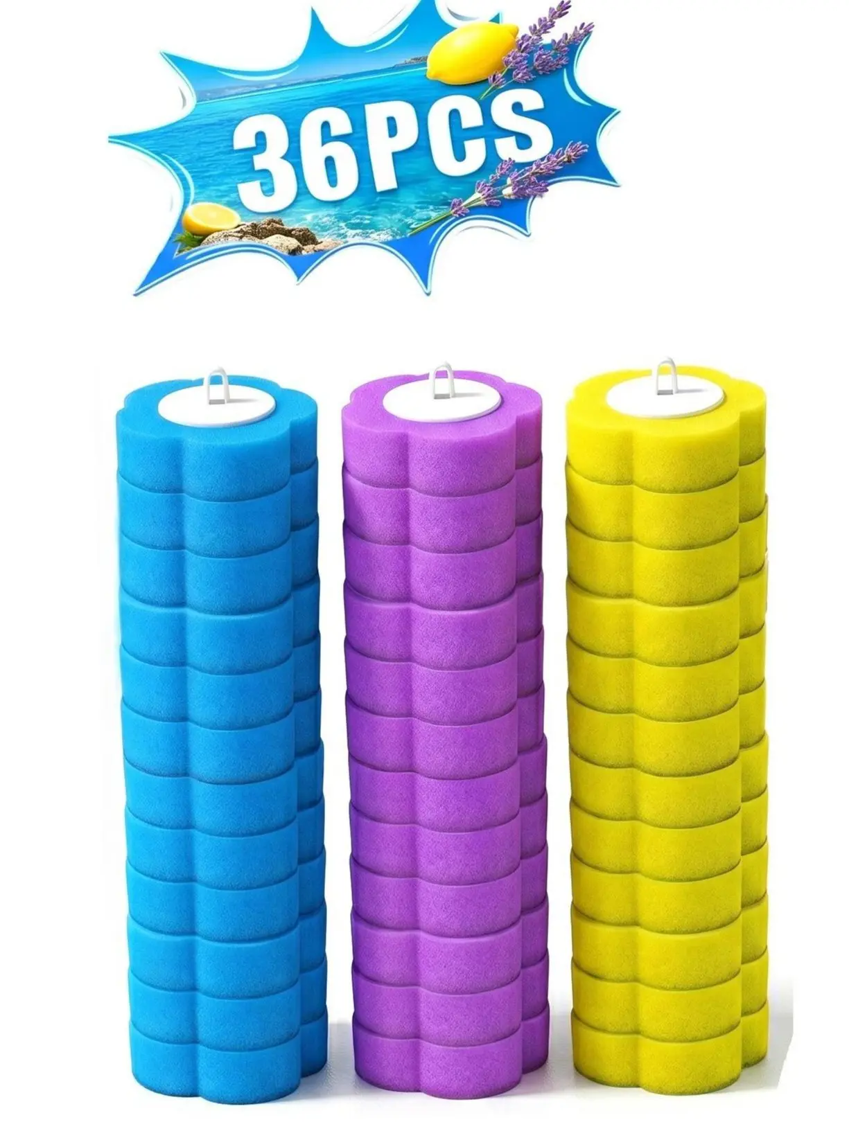 36/72 PCS Disposable Toilet cleaner Brush scrubber Refills, 3-Layer Sponge Replacement compact Heads for Toilet Wand kit , Bathroom Toilet Bowl sink Cleaning system floor bathtub drain plug hygiene Supplies summervibes