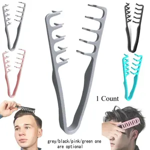 Textured Comb, Puffy Wide-Tooth Hair Styling and Curling Comb, Men's Textured Styling Hair Detangling Comb, Unisex Grey Comb, Detangler Combs