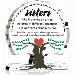 Sisters Gifts from Sister Birthday Gifts Idea for Sister, Friendship Gift for Sisters from Brother, Big Little Sister Gifts Birthday Mothers Day for Sister Acrylic Tree Desk Signs Plaque Home Decor