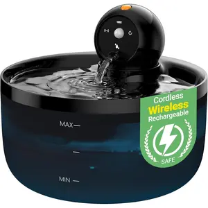 Water Fountain  Cordless:  Fountain for Drinking  Operated - 88oz/2.6L Black Pet Water Fountain Rechargeable - Quiet Cats Water Bowl Dispenser with Motion Sensor - Small