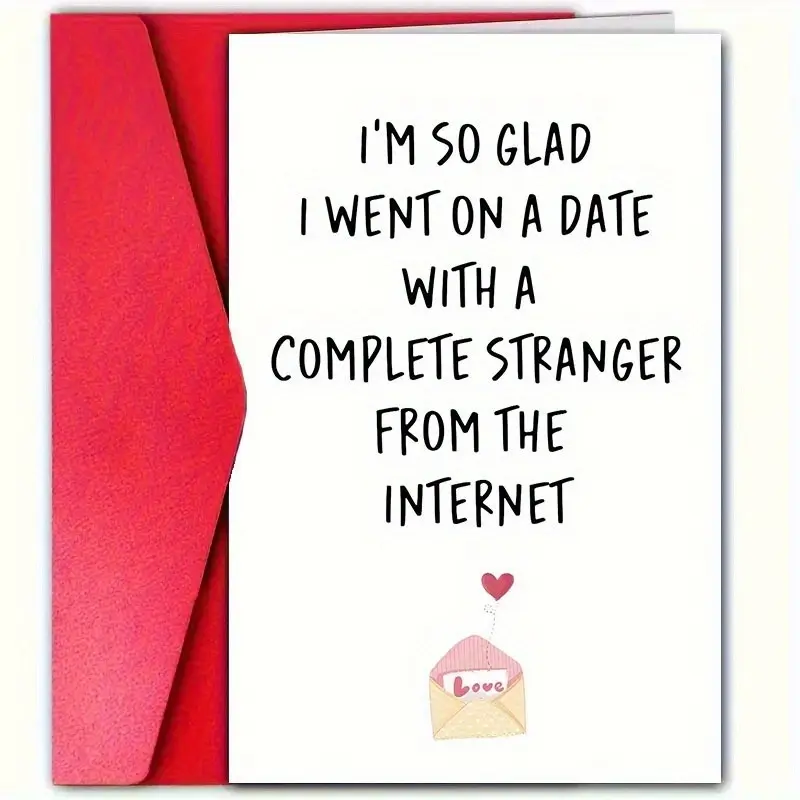 1pc Valentine's Day card for couples meeting for the first time - "Nice to meet strangers online", heart-shaped cupcake design, minimalist elegant long-distance love commemorative card, simple and romantic Greeting Card.