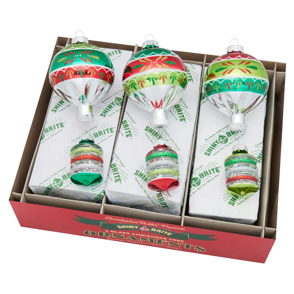 HOLIDAY SPLENDOR 3-Count 7in Decorated Ornaments - 2024 Nostalgic Christmas Party Decor, Festive Room Decorations