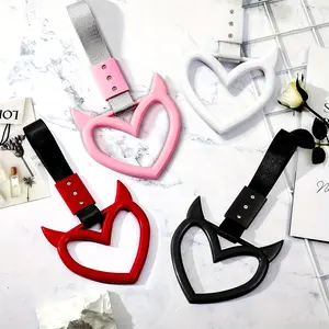 1pc Heart-Shaped Car Handle Strap Hang Ring - Car Interior Decor, Rear Bumper Warning Accessory, Compatible with Subway Train Bus Handles - G2