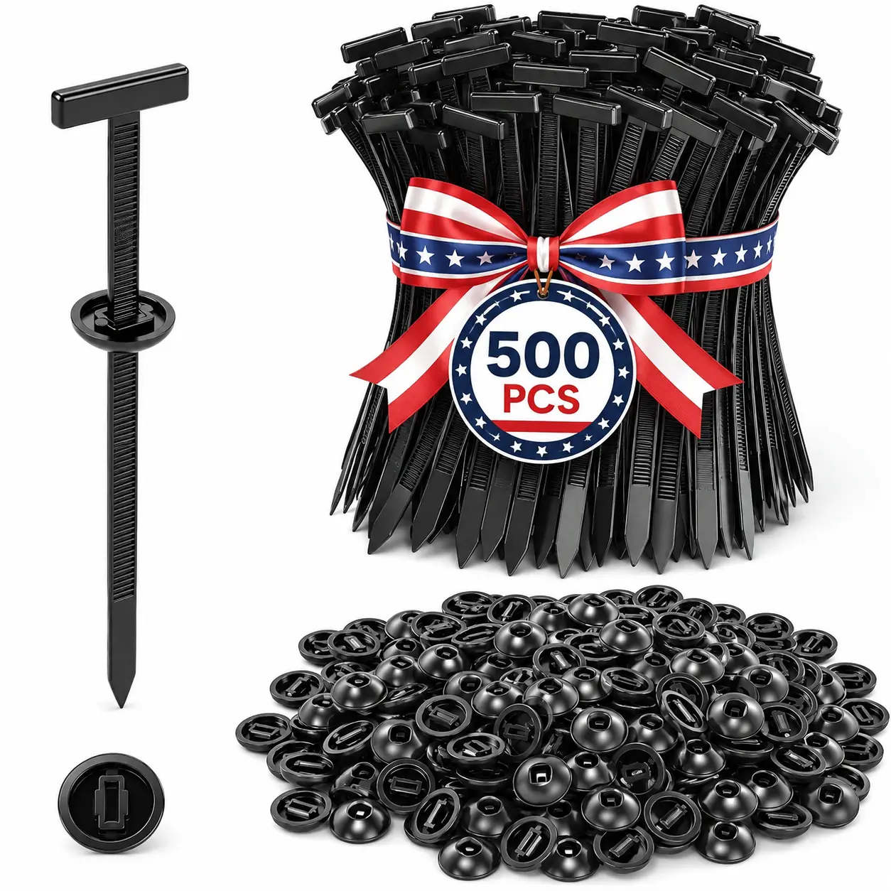 500PCS Nylon Universal Cable Tie Buckle, Zip Ties Heavy Duty with Pin & Button Design, Car Daily Repair, Applicable Toengine Lower Guard Plates, Fender Linings, Fenders, Trunkclips