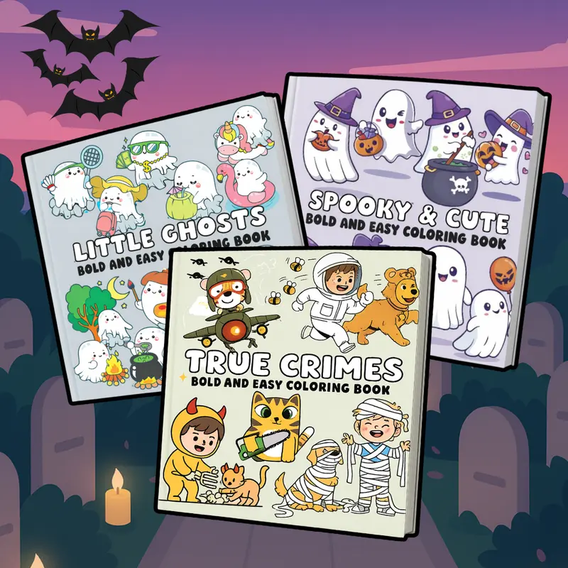 Halloween Themed Coloring Books - Bold, Easy-to-Use Art Supplies for Relaxing, Playful, Creative Activities with Ghosts Designs (Office Stationery for Computers & Office Equipment)