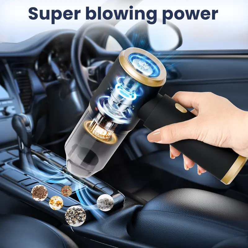 4 In 1 21000PA Portable Compressed Air Duster-Reusable Electric, 60000 RPM Vacuum Cleaner Cordless Car Cleaning Tools Household Appliances Sweeping