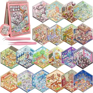 3D Sticker Scene Book for Adults, 20pcs DIY House Stickers Therapy Stress Relief DIY Craft with 2 Tweezers, Creative Funny Gift for Christmas