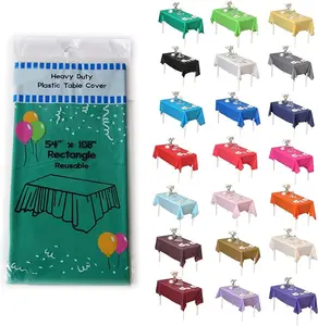 Heavy Duty Plastic Table Covers Tablecloth (Reusable)