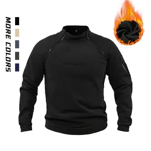 Men’s multi-color fleece stand collar double-zip tactical long-sleeve sweatshirt — thick, warm casual top suitable for commuting, travel, and everyday wear in autumn and winter