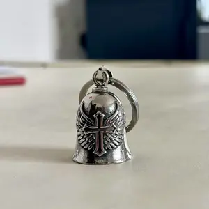 Cross Good Luck Bell Set of 3, Motorcycle Protection Bell, Stainless Steel Knight Bell, Lucky Charm for Motorcycles Suv Bicycles Trucks