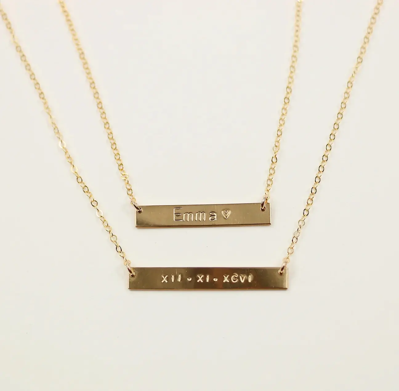 [READ NOTE] Classic Bar Necklace 1.25" | Personalized Hand-stamped necklace