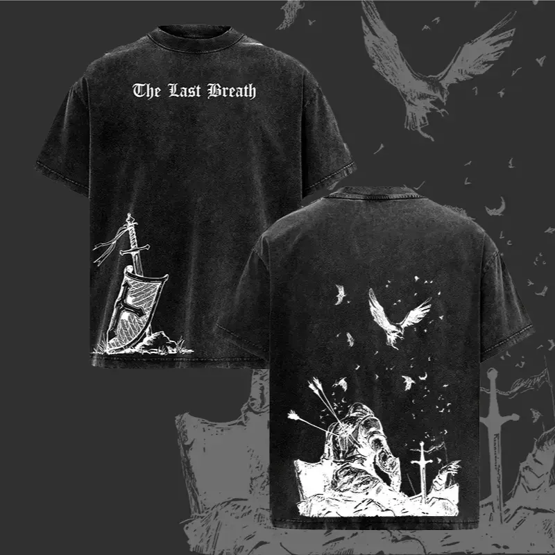 Men's Vintage Crusader Graphic T-Shirt, Oversize Distressed Cotton Tee, Short-Sleeve Streetwear Gym Pump Cover Top, Tshirt, Figure, Fitted, Shortsleeve, Casual