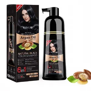 6-In-1 Natural Plant Hair Dye, Gentle on Scalp, Quick Coverage, Nourishing Formula, Contains Argan Oil, Ginseng, Ginger, Unisex, Long-Lasting