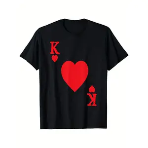 Valentine's Day King of Hearts Lover TShirt with Royal Flush Joker Design for Men and Women Outdoor Wear
