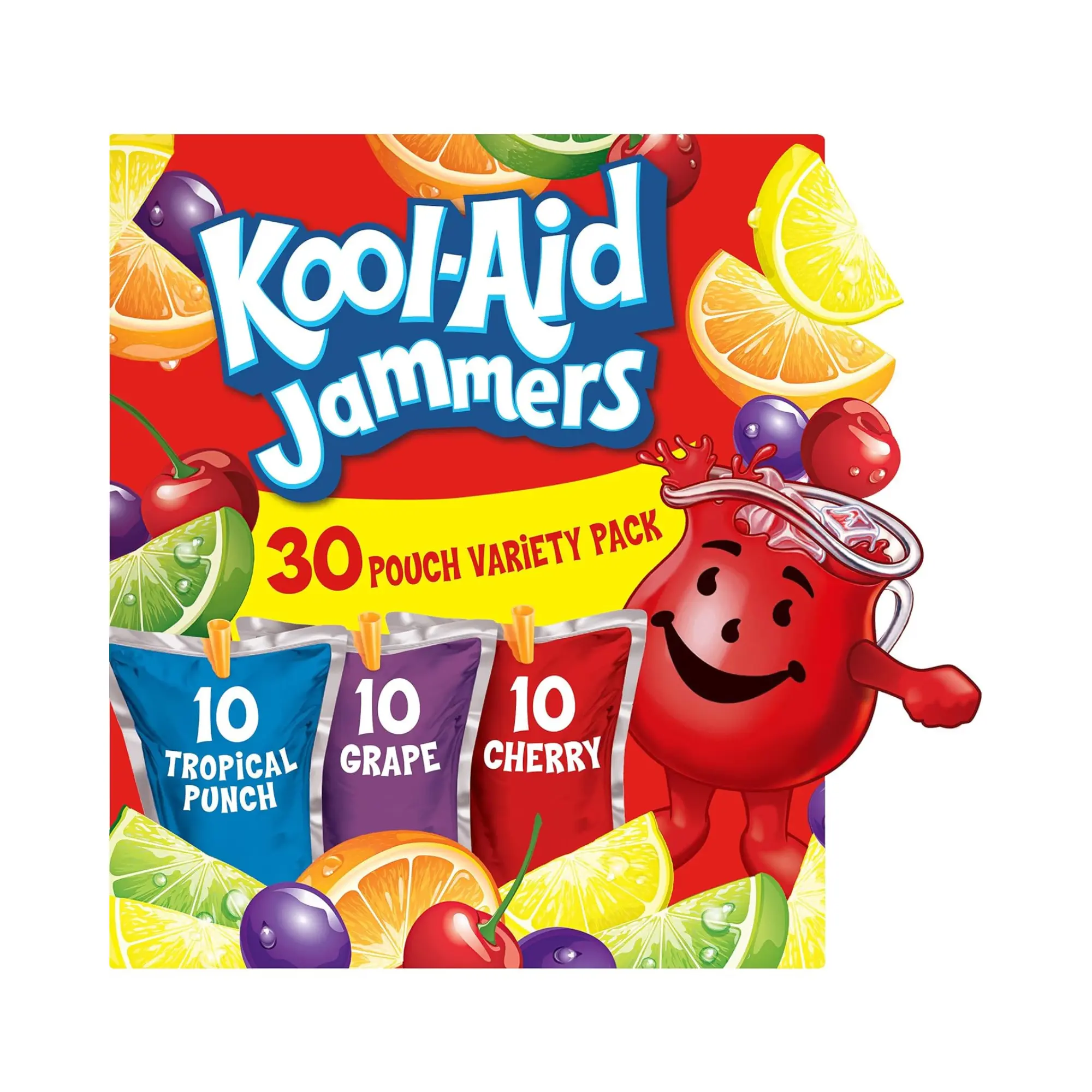 Kool-Aid Jammers Tropical Punch (Grape & Cherry Artificially Flavored Soft Drink Variety Pack, 30 ct Box, 6 fl oz Pouches)