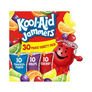 Kool-Aid Jammers Tropical Punch (Grape & Cherry Artificially Flavored Soft Drink Variety Pack, 30 ct Box, 6 fl oz Pouches)