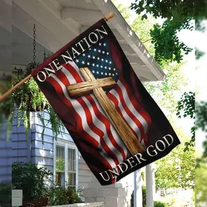 Flags-One Nation Under God Flag QNK320F, House Flag - USA House Garden Flags Premium Polyester-Decorative Outdoor Flags