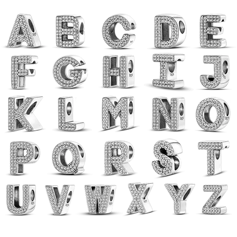 MULA Women's M-J A-Z Alphabet Charm - Minimalist Platinum-Plated Initial Bead with Pave Zirconia, Enhanced Shine DIY Jewelry Charms & Pendants, Collectible Gift for Pandora Bracelets, Letters & Words, Tarnish Protection