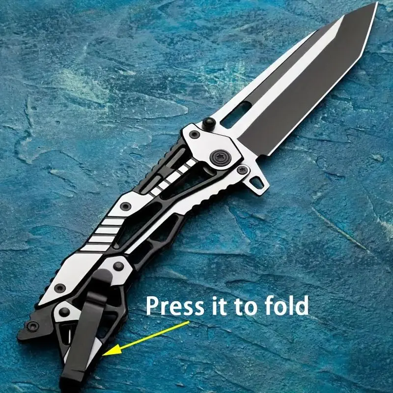 Stainless Steel Foldable Kitchen Knife - 8.66 Inches Full Steel Mechanical Knife for Fruit Cutting Tasks