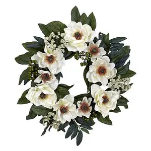 Nearly Natural 22" Magnolia Wreath